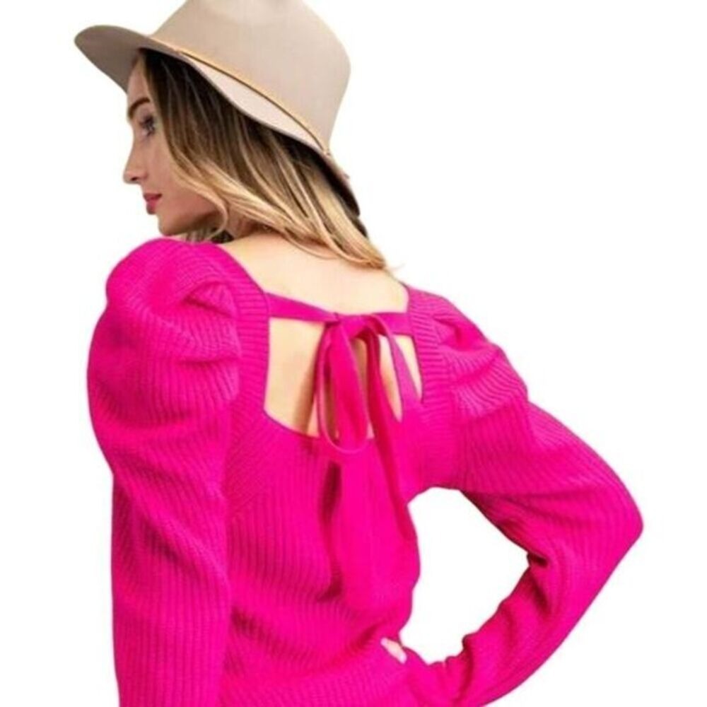 Barbie Pink Tie Back Sweater‎ | ee:some | Large | NWOT #0225